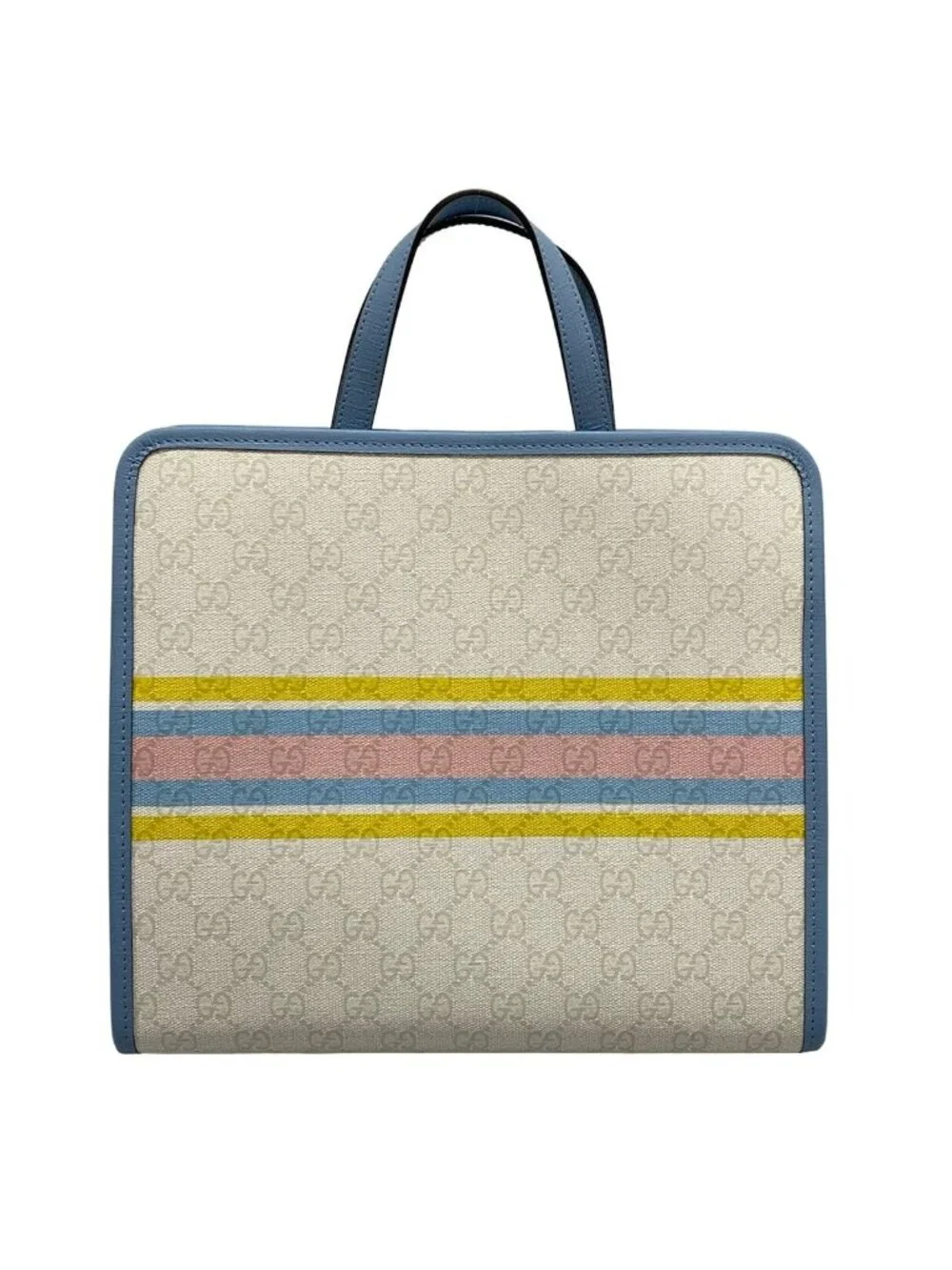 Gucci Tote Children's GG Print Ivory Light Blue Multi Peter Rabbit Leather